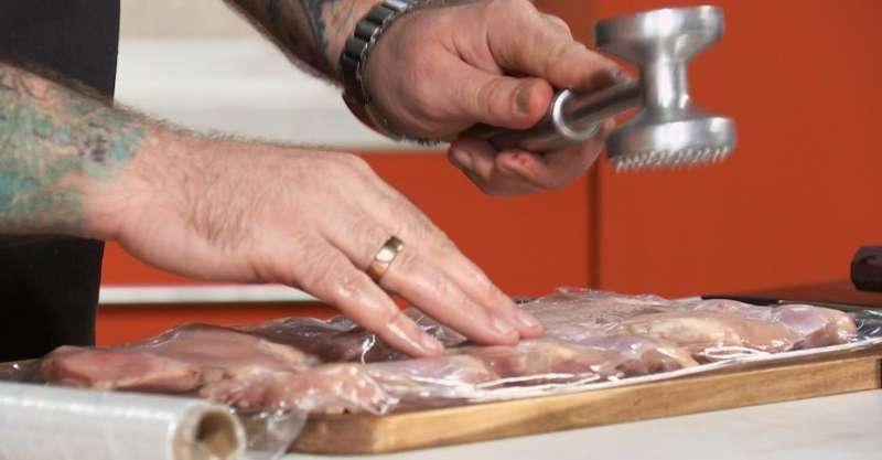 Куриный мильфей с полентой