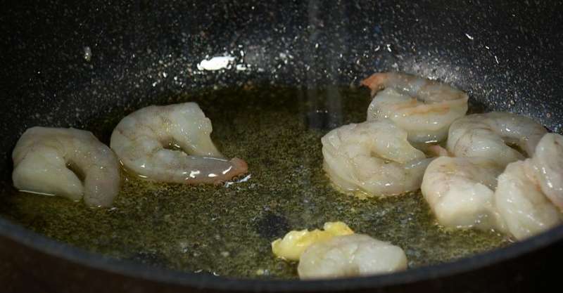 Паста с креветками и тыквой