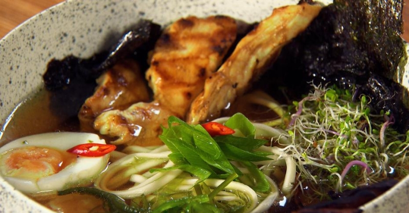 Рамен с грибами эрингами